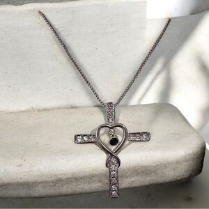 Elegant Silver Cross Pendant Necklace